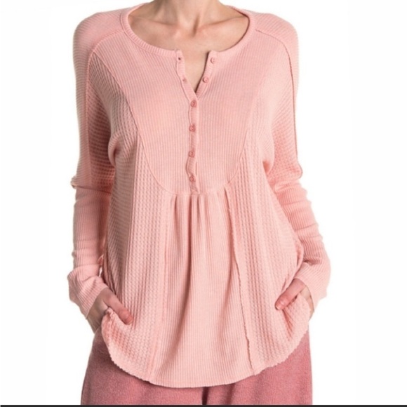 Gibsonlook Mixed Rib Waffle Knit Henley Top In Burgundy Women’s Size M NEW - Picture 4 of 11